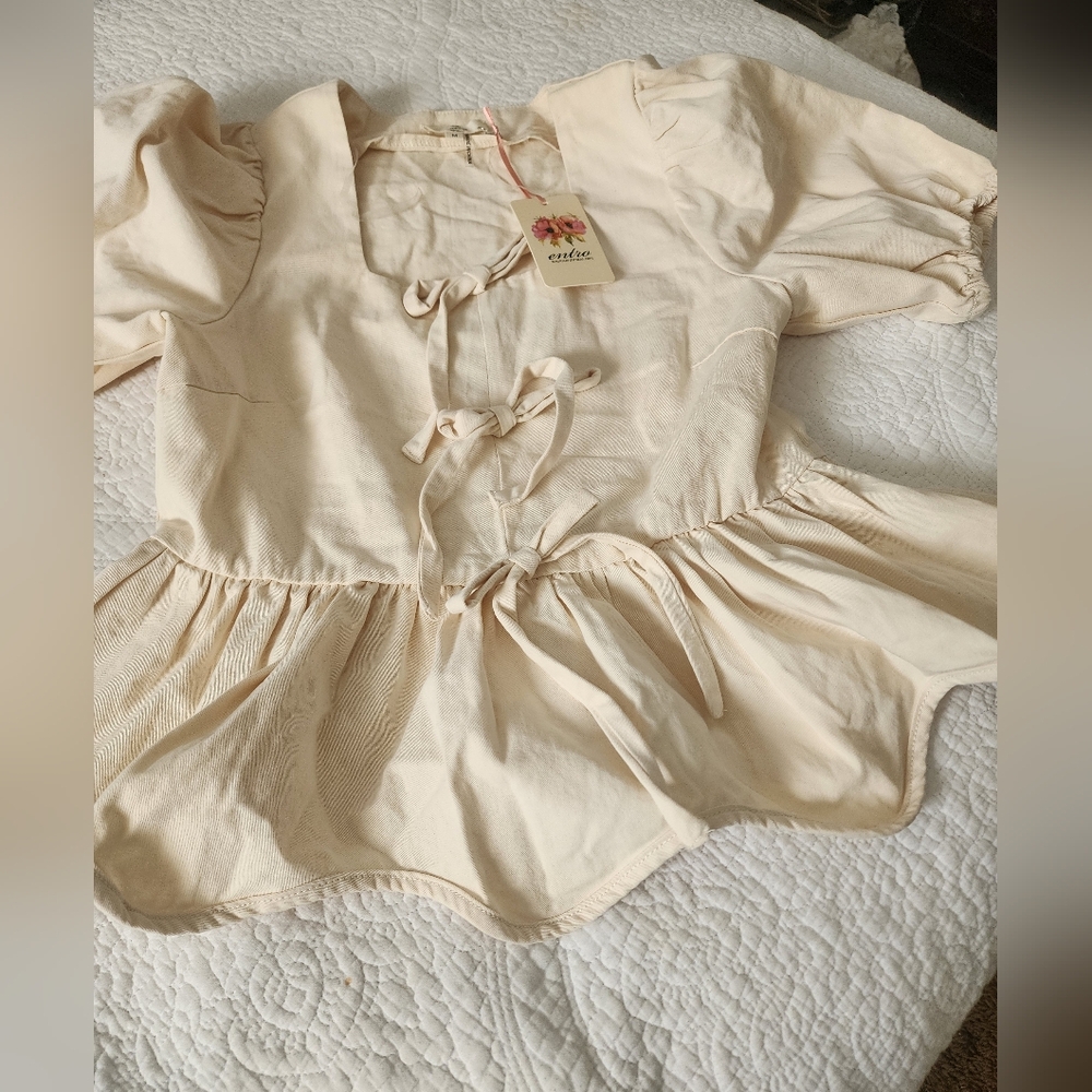 Cider Kids Ivory Western Tie Front Cotton Shirt